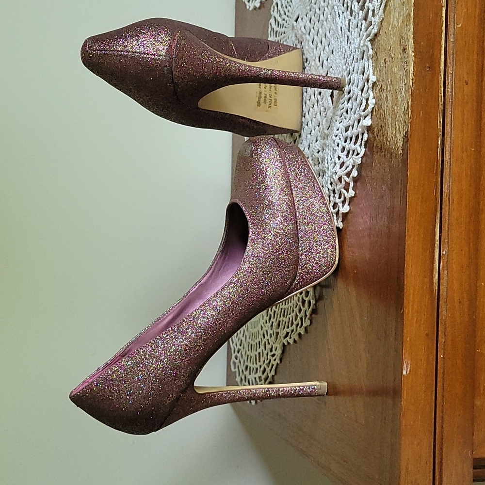 Bakers pink glitter heels